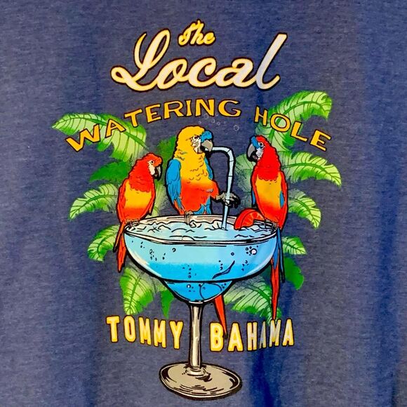 TOMMY BAHAMA The Local Watering Hole Graphic T-Shirt Men’s Blue Large Crew Neck. - Picture 2 of 7
